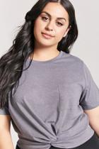 Forever21 Plus Size Heathered Twist-front Pocket Tee