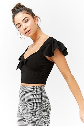 Forever21 Sweetheart Tie-front Crop Top