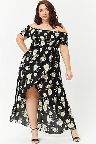 Forever21 Plus Size High-low Daisy Print Dress