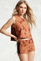 Forever21 Crystal Dye Lace-up Shorts