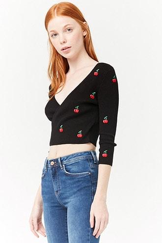 Forever21 Cherry Sweater-knit Top