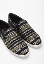 Forever21 Metallic Embroidered Slip-ons