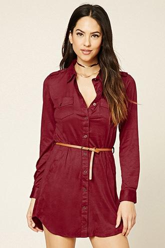 Forever21 Faux Suede Pocket Shirt Dress