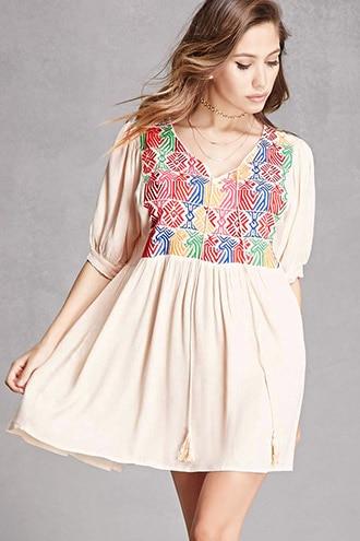 Forever21 Embroidered Babydoll Tunic