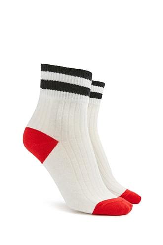 Forever21 Versatile Happy Graphic & Striped Crew Socks