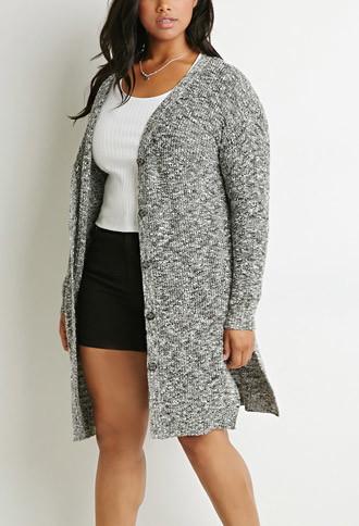 Forever21 Plus Marled Longline Cardigan