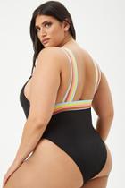 Forever21 Plus Size Kulani Kinis Rainbow-trim Cheeky One-piece Swimsuit