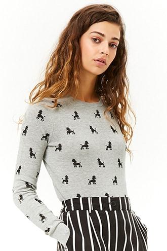 Forever21 Poodle Print Knit Sweater