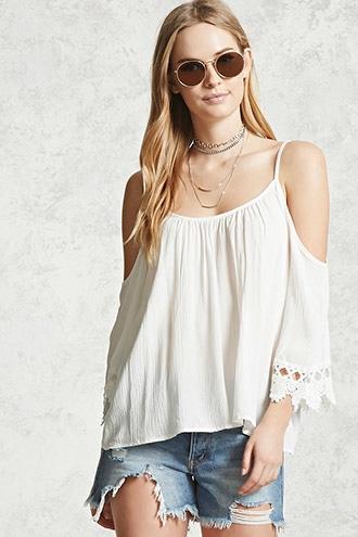 Forever21 Crochet Lace Woven Top