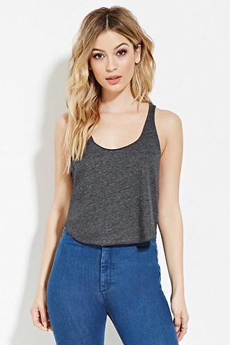Forever21 Women's  Charcoal Slub Knit Tank