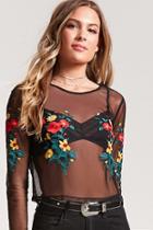 Forever21 Embroidered Sheer Floral Top