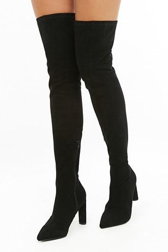 Forever21 Faux Suede Thigh-high Sock Boots