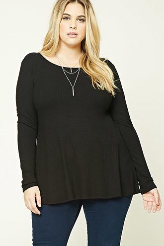 Forever21 Plus Women's  Black Plus Size T-back Tunic