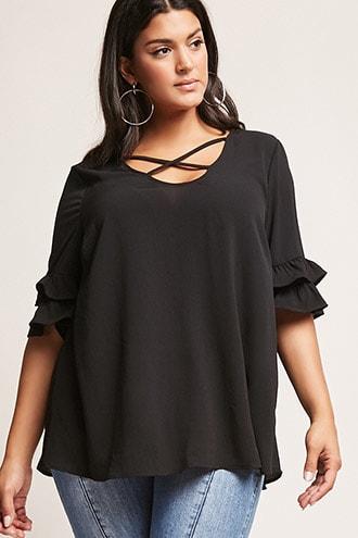 Forever21 Plus Size Crisscross Crepe Top