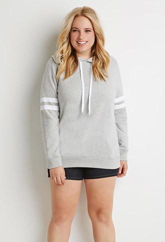 Forever21 Plus Women's  Tokyo 25 Hoodie (light Grey/white)