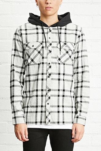 21 Men Men's  Hooded Flannel Shirt