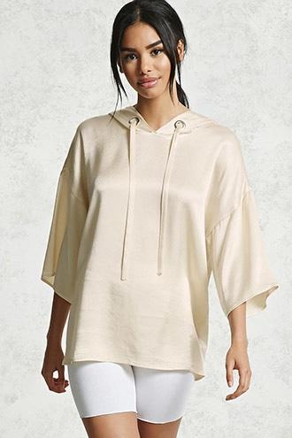Forever21 Satin Hooded Top