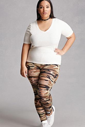 Forever21 Plus Size Ladder Camo Leggings