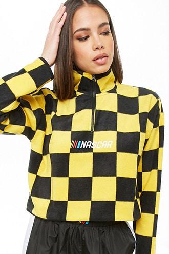 Forever21 Checkered Fleece Nascar Logo Top