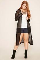 Forever21 Plus Women's  Black Plus Size Ribbed M-slit Cardigan