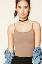 Forever21 Women's  Taupe Stretch-knit Cami Bodysuit