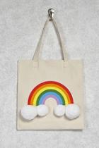 Forever21 Rainbow Pom Pom Tote Bag