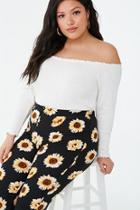 Forever21 Plus Size Sunflower Print Flare Pants
