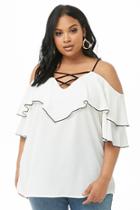 Forever21 Plus Size Crepe Strappy Open-shoulder Top