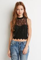Forever21 Embroidered Mesh Sweetheart Top