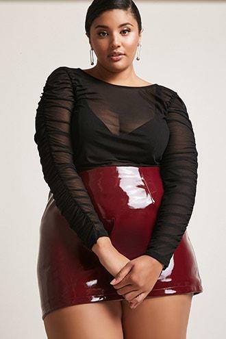 Forever21 Plus Size Sheer Mesh Ruched Top