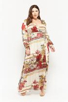Forever21 Plus Size Floral Shadow-stripe Maxi Dress