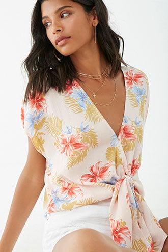 Forever21 Tropical Knotted Dolman Top