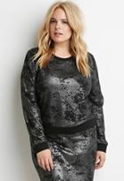 Forever21 Plus Abstract-patterned Metallic Knit Top