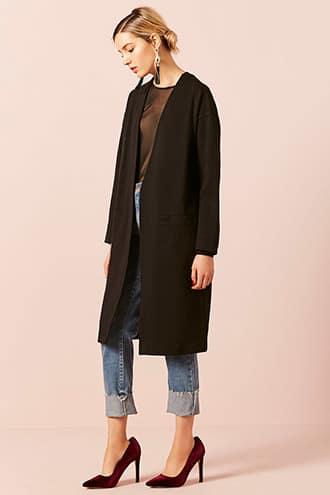 Forever21 Open-front Longline Knit Jacket