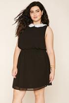 Forever21 Plus Women's  Black & White Plus Size Crochet Collar Dress