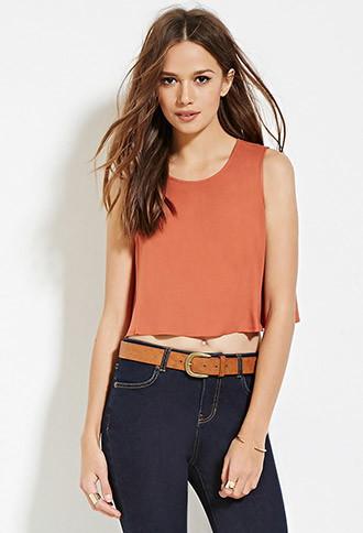 Love21 Women's  Amber Contemporary Button-back Crop Top