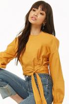 Forever21 Tie-front Balloon Sleeve Top