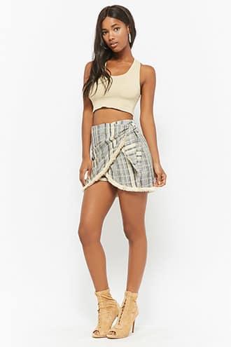 Forever21 Selfie Leslie Plaid Fringe Skort