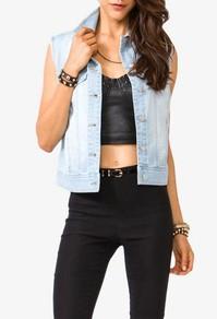 Forever21 Sandblasted Denim Vest
