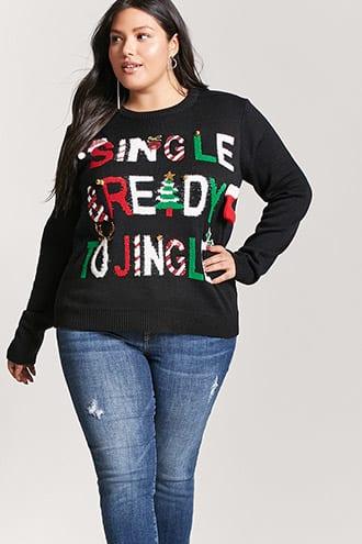 Forever21 Plus Size Single & Ready To Jingle Holiday Sweater