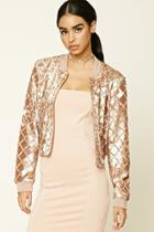Forever21 Women's  Sequined Geo Bomber Jacket