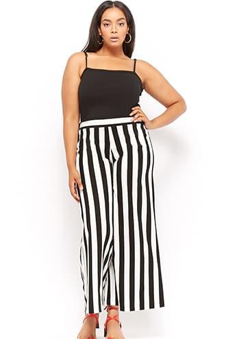 Forever21 Plus Size Velvet Striped Palazzo Pants