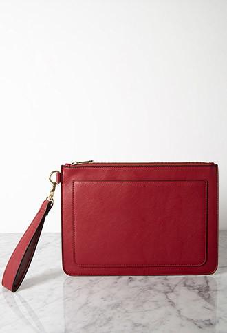 Forever21 Structured Faux Leather Clutch (burgundy)
