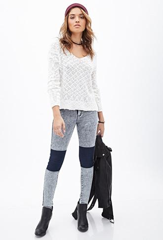 Forever21 Paneled Acid Wash Jeans