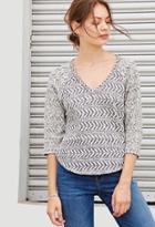 Forever21 Women's  Chevron-patterned Raglan Top (dark Navy/cream)