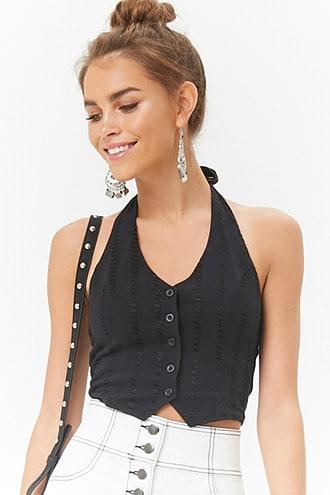 Forever21 Button-front Halter Top