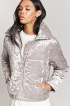 Forever21 Crushed Velvet Puffer Jacket