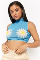 Forever21 Sheer Daisy Graphic Crop Top
