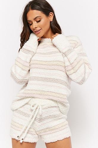 Forever21 Striped Fuzzy Knit Chenille Shorts