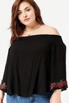 Forever21 Plus Size Embroidered Off-the-shoulder Top